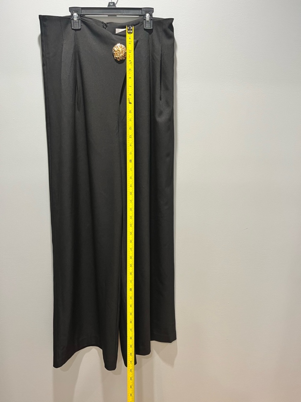 Women's Commense Embellished High-Waist Wide-Leg Pants Black Size XL Gold Button - Picture 3 of 11